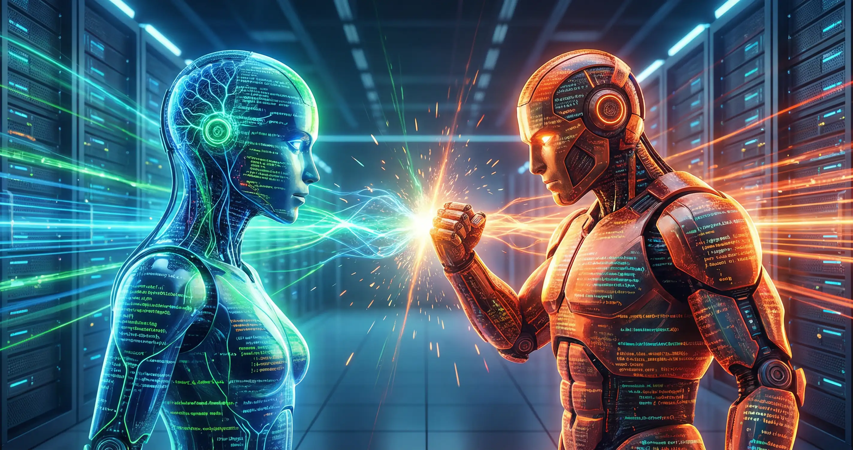 Claude and GPT-5 Codex AI coding models visual metaphor