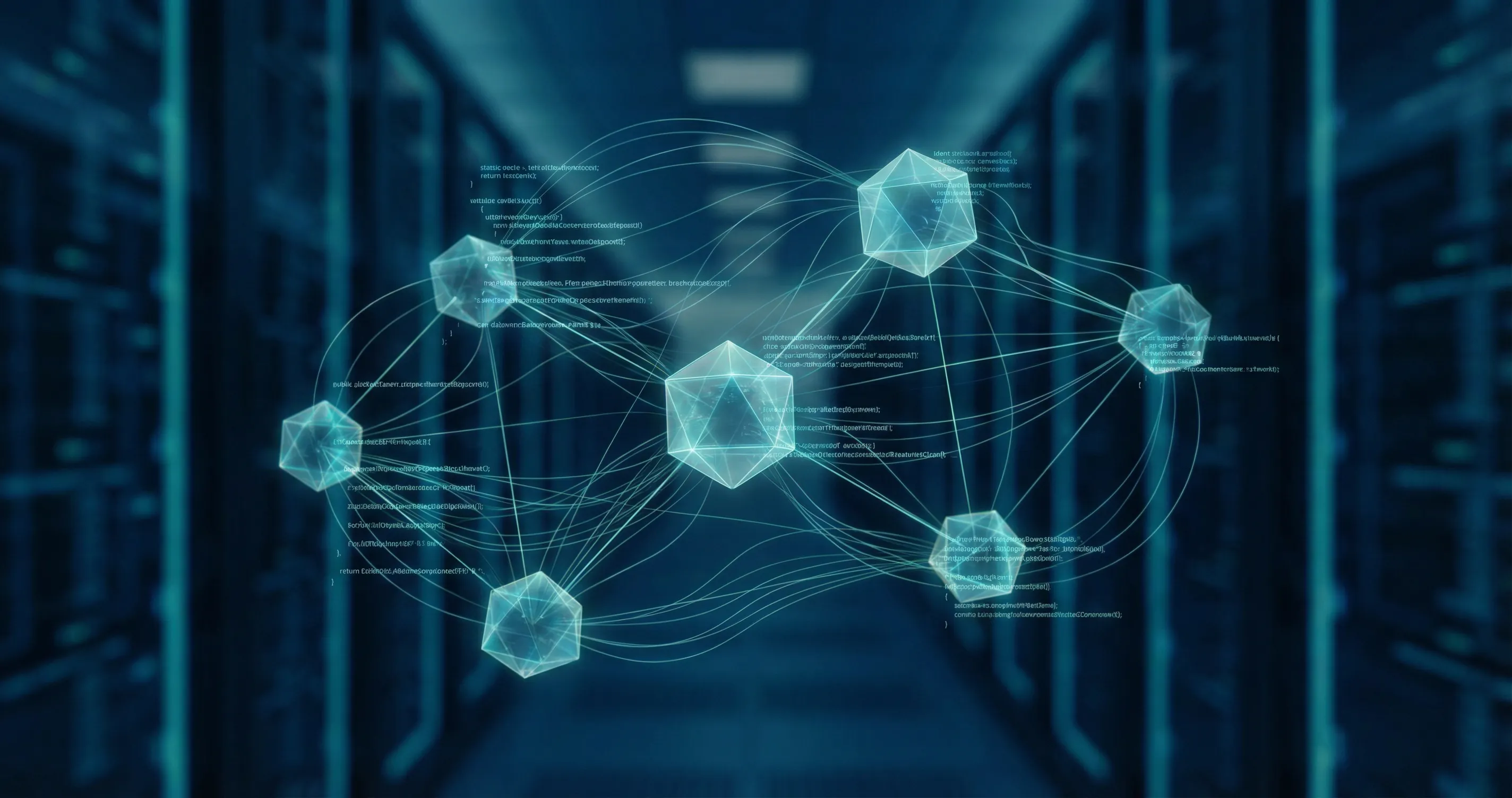Abstract visualization of multiple AI agents and cloud nodes for Cursor multi-agent coding