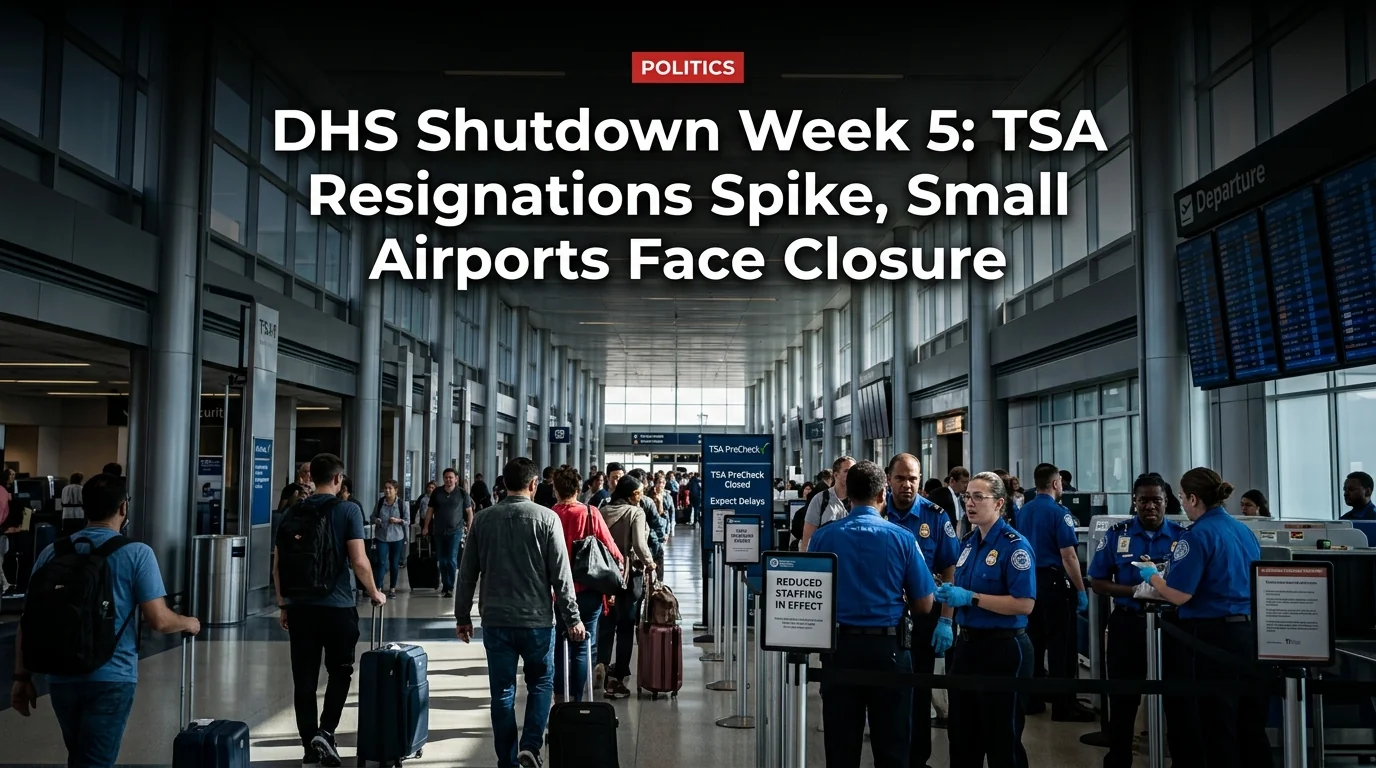 DHS Shutdown Week 5: TSA Resignations Spike, Small Airports Face Closure