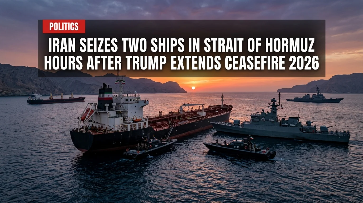 Iran Seizes Two Ships in Strait of Hormuz Hours After Trump Extends Ceasefire 2026