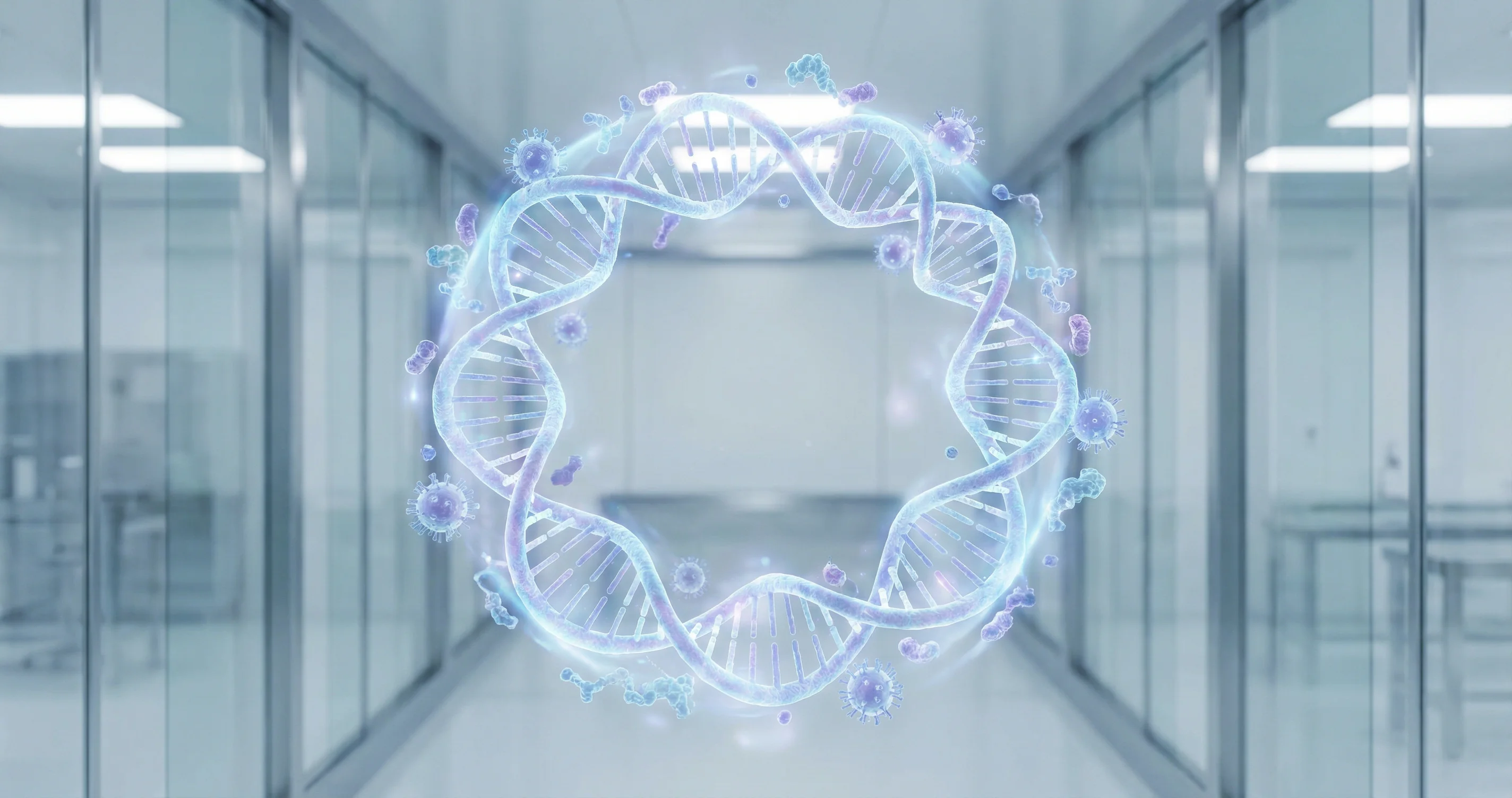 Abstract circular RNA or molecular structure in blue and purple