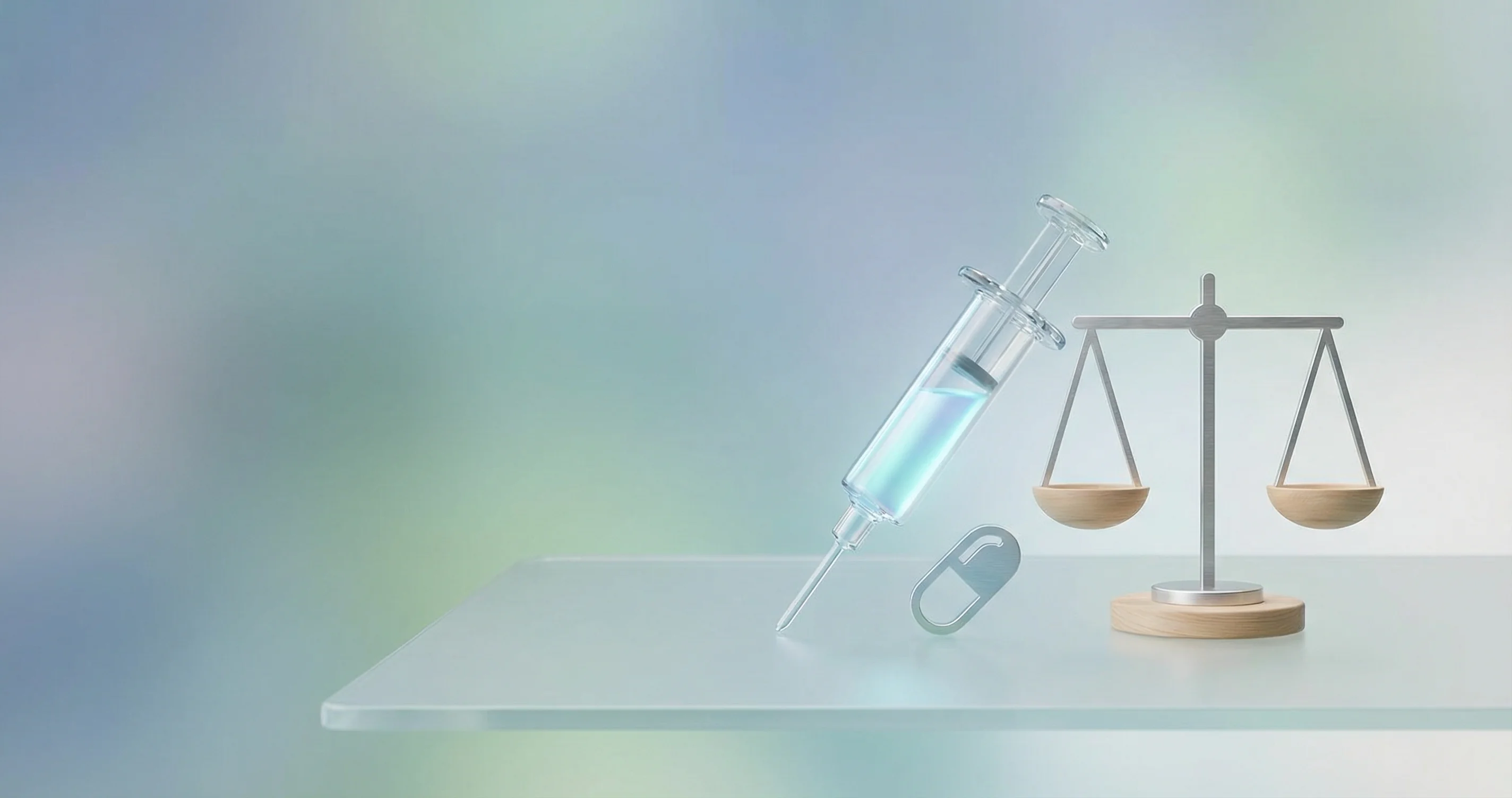 GLP-1 weight loss medication and wellness concept on soft medical editorial background