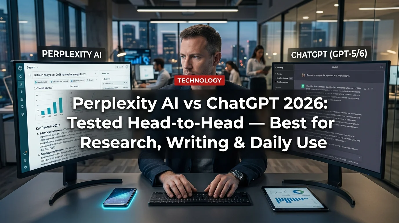 Perplexity AI vs ChatGPT 2026: Tested Head-to-Head — Best for Research, Writing & Daily Use