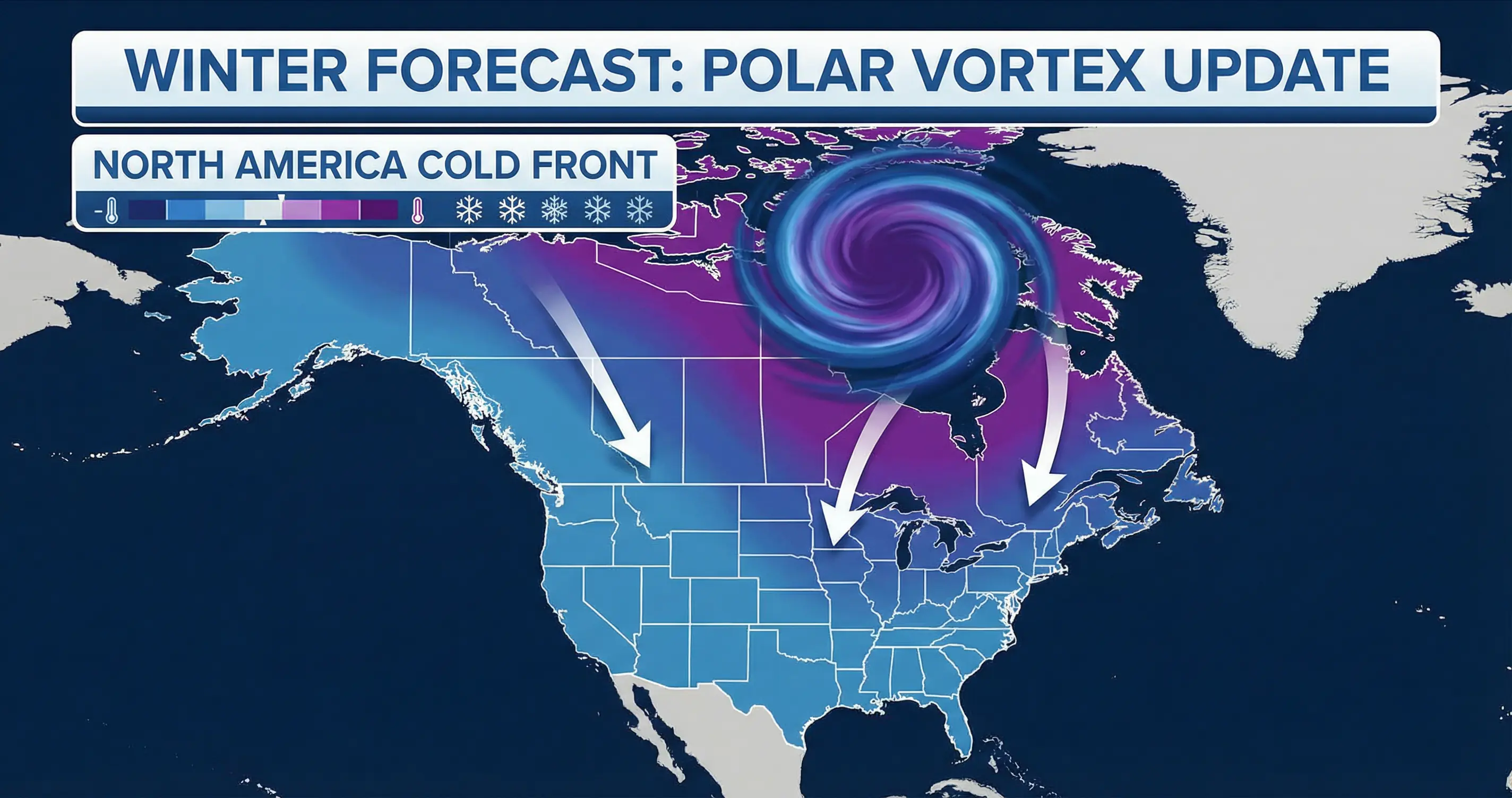 Polar vortex and cold front over North America